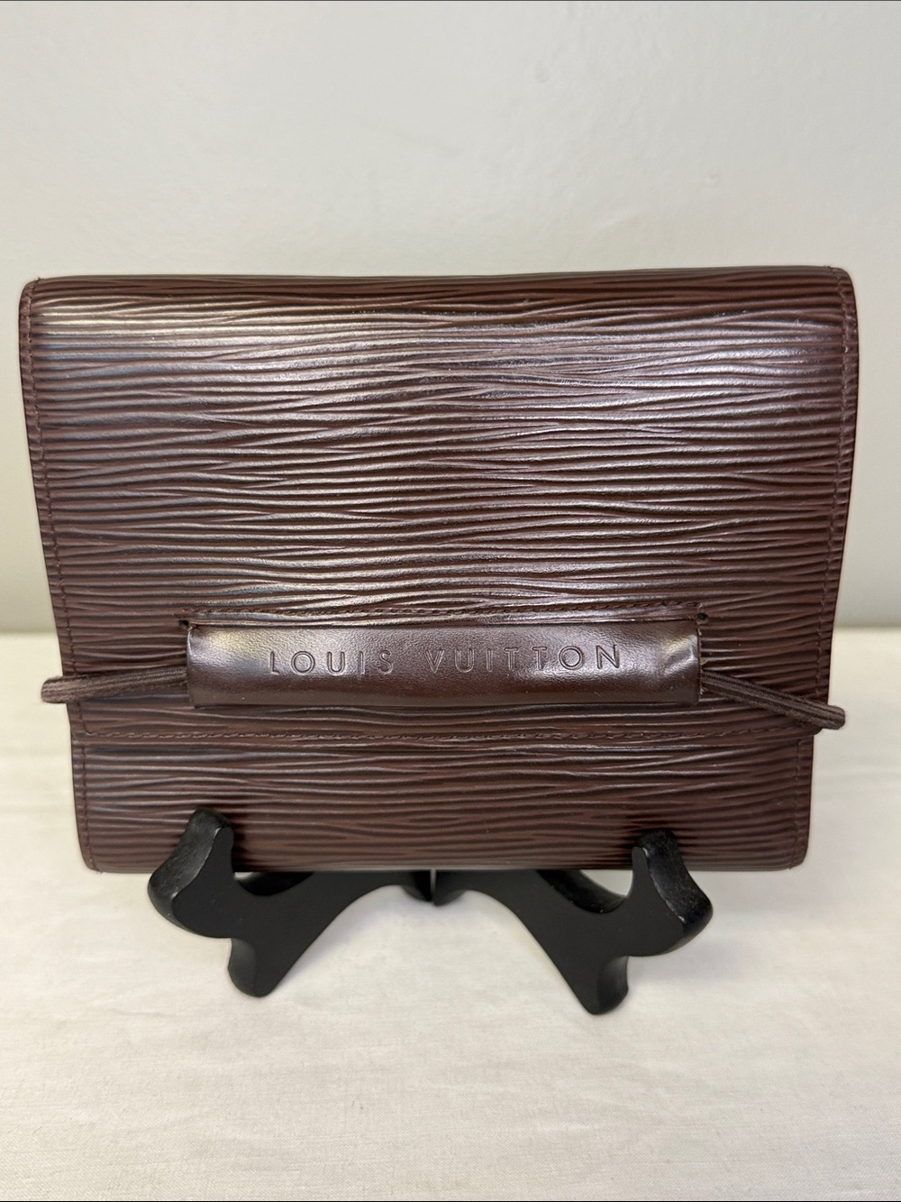 Louis Vuitton Epi Porte Feuille Elastique Trifold Wallet Brown Leather France